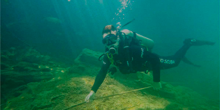 imagem de mergulho no fundo do Rio Formoso em Bonito.